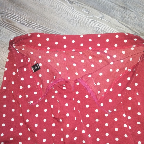 Red with White Polka Dot Ruffle Skirt - Picture 6 of 7